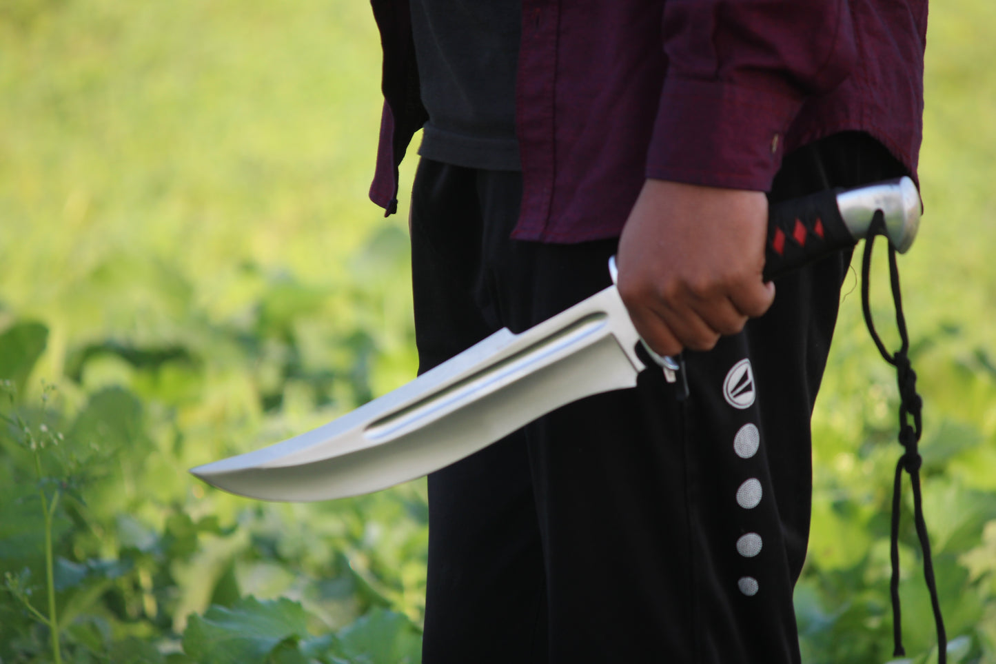 SCK-13 CUSTOM HANDMADE 440C STEEL HUNTING BOWIE KNIFE WITH CORD WARP HANDLE WITH PURE LEATHER SHEATH