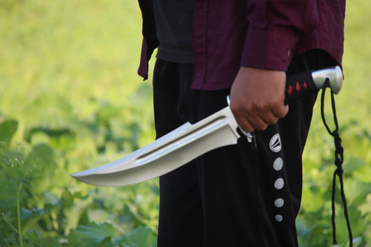 SCK-13 CUSTOM HANDMADE 440C STEEL HUNTING BOWIE KNIFE WITH CORD WARP HANDLE WITH PURE LEATHER SHEATH