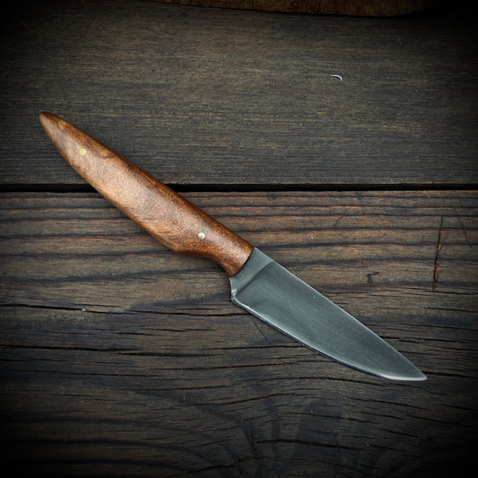 SCK-25 CUSTOM HANDMADE 3V STEEL HUNTING KNIFE WITH ROSE WOOD HANDLE WITH PURE LEATHER SHEATH