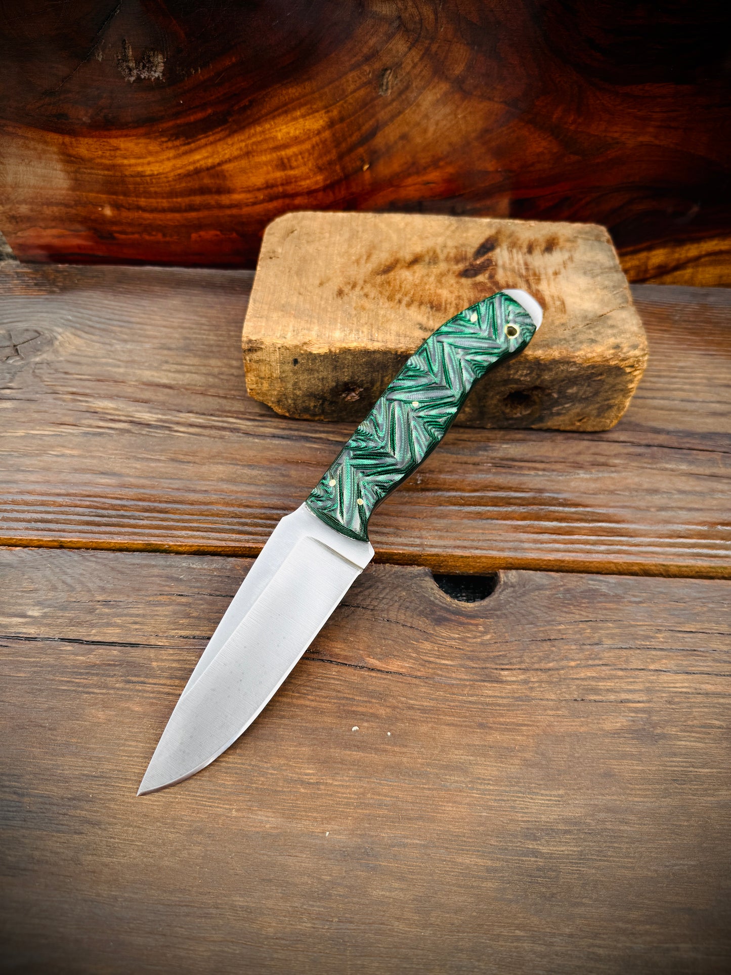 SCK-24 CUSTOM HANDMADE 3V STEEL HUNTING KNIFE WITH G10 SHEATH HANDLE WITH PURE LEATHER SHEATH
