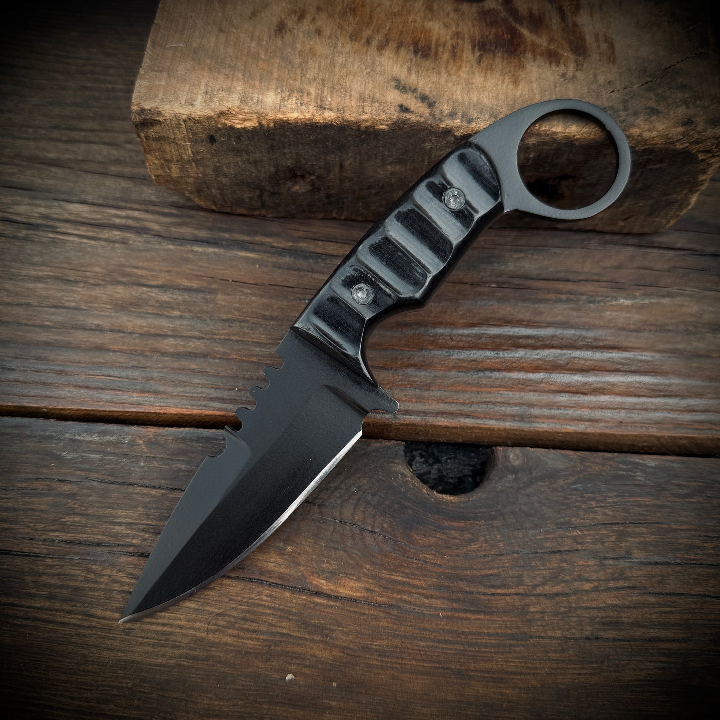 SCK-03 CUSTOM HANDMADE 3V STEEL SKINNER KNIFE WITH G10 SHEATH HANDLE AND LEATHER SHEATH.