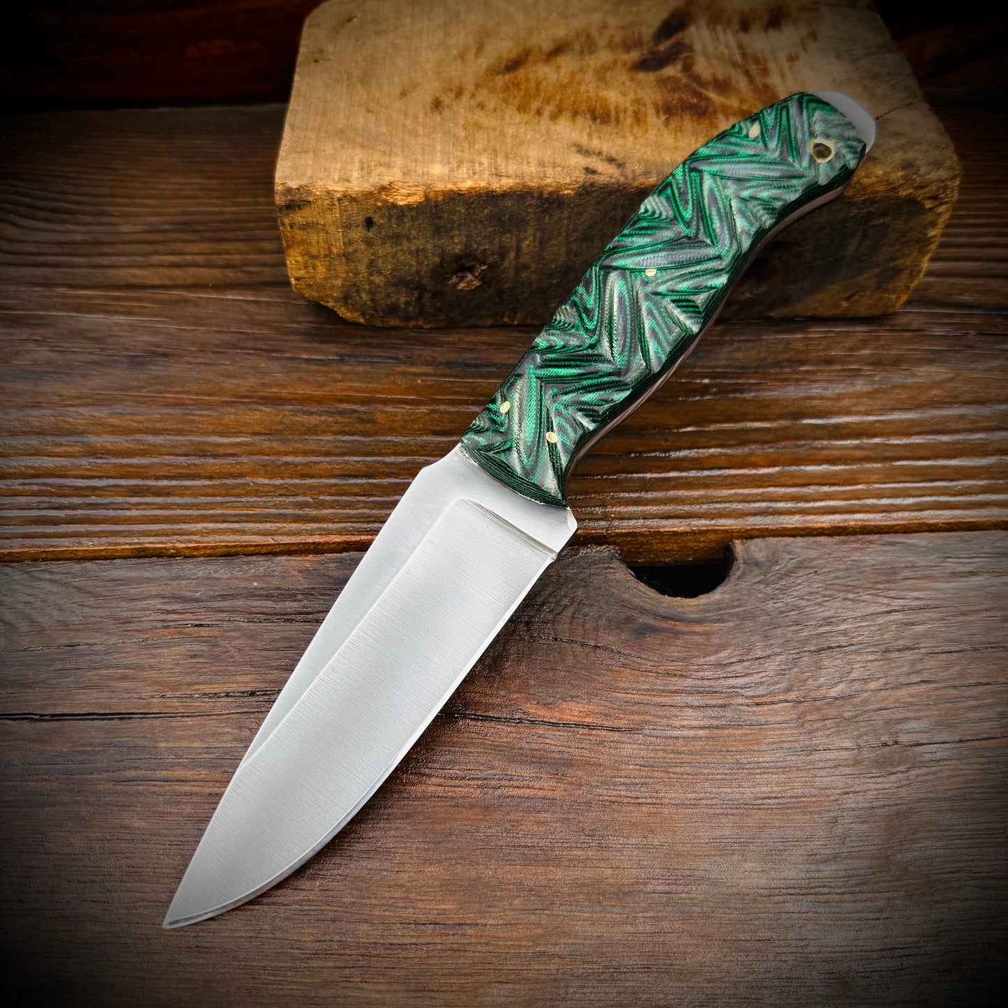 SCK-24 CUSTOM HANDMADE 3V STEEL HUNTING KNIFE WITH G10 SHEATH HANDLE WITH PURE LEATHER SHEATH