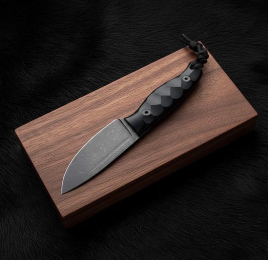 CUSTOM HANDMADE ALL BLACK BLADE KNIFE WITH SHEATH