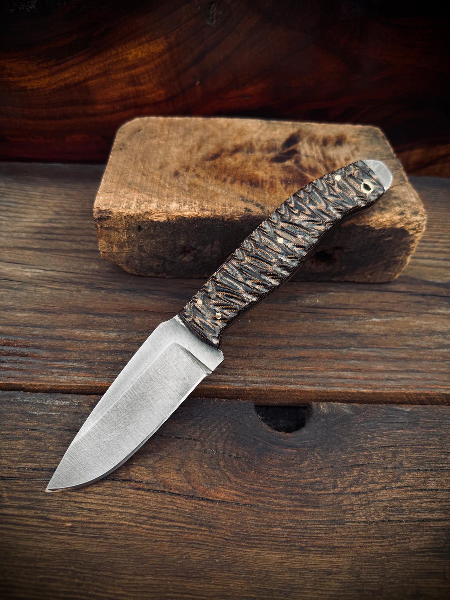 SCK-23 CUSTOM HANDMADE 3V STEEL HUNTING KNIFE WITH G10 SHEATH HANDLE WITH PURE LEATHER SHEATH