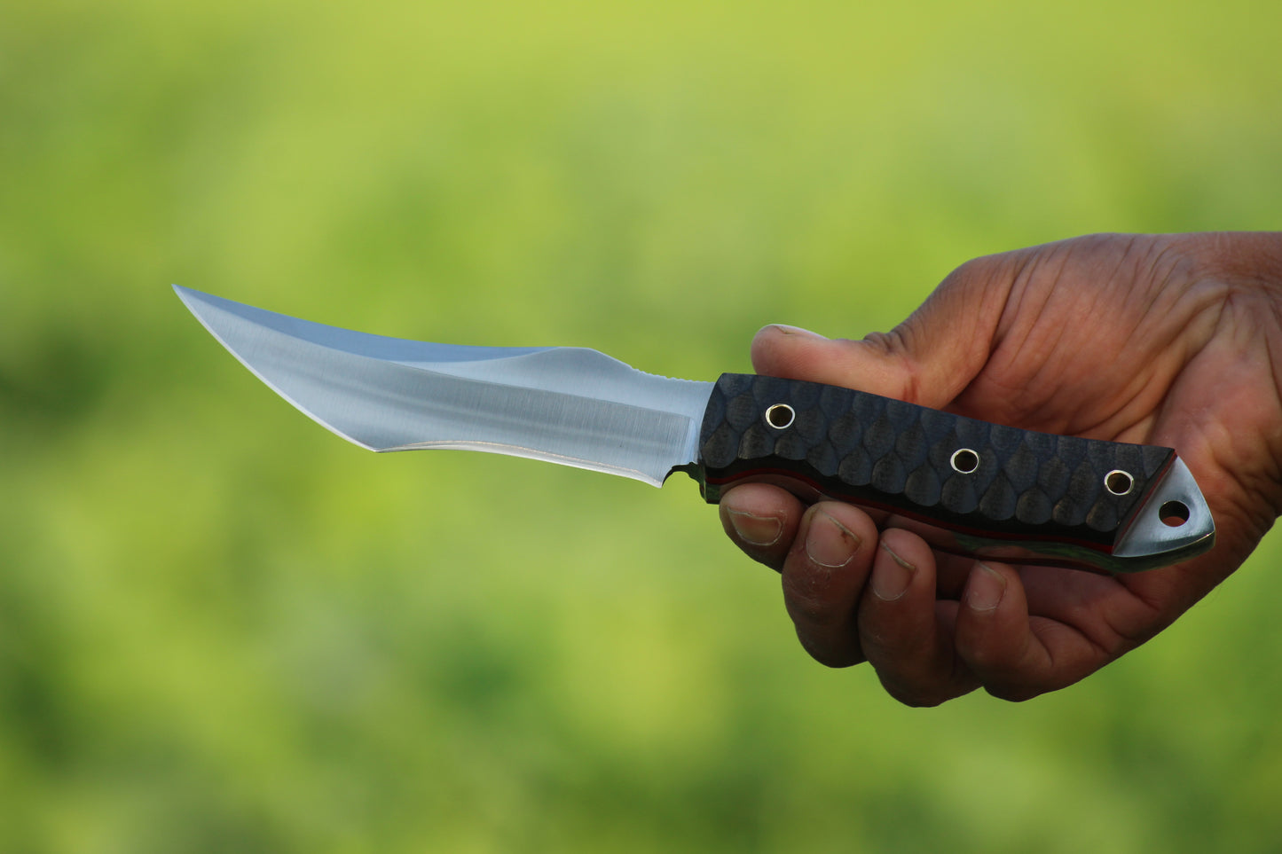 SCK-10 CUSTOM HANDMADE 3V STEEL HUNTING KNIFE WITH G10 SHEATH HANDLE WITH PURE LEATHER SHEATH