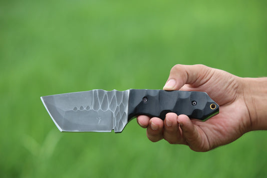 SCK-04 CUSTOM HAND MADE 3V STEEL SKINNER EDC KNIFE WITH G10 SHEATH HANDLE WITH PURE LEATHER SHEATH