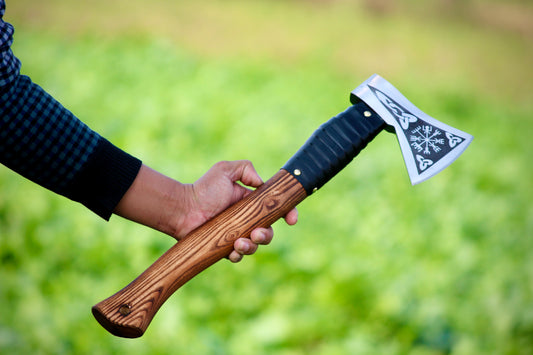 SCK-07 CUSTOM HANDMADE 440C STEEL HUNTING VIKING AE WITH ASH WOOD HANDLE WITH PURE LEATHER SHEATHX