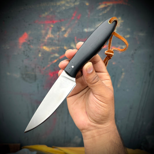 SCK-02 CUSTOM HAND MADE 3V STEEL SKINNER EDC KNIFE WITH G10 SHEATH HANDLE WITH PURE LEATHER SHEATH