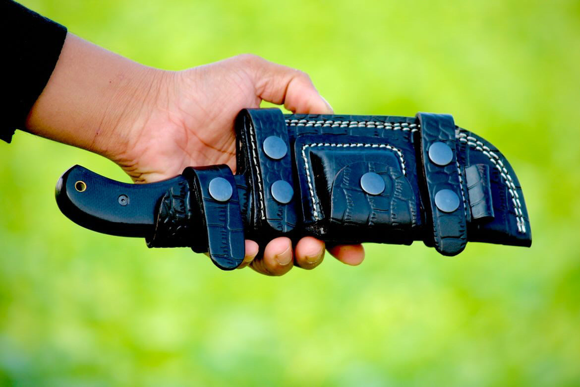 SCK-06 CUSTOM HAND MADE 3V STEEL HUNTING TRACKER KNIFE WITH G10 SHEATH HANDLE WITH PURE LEATHER SHEATH