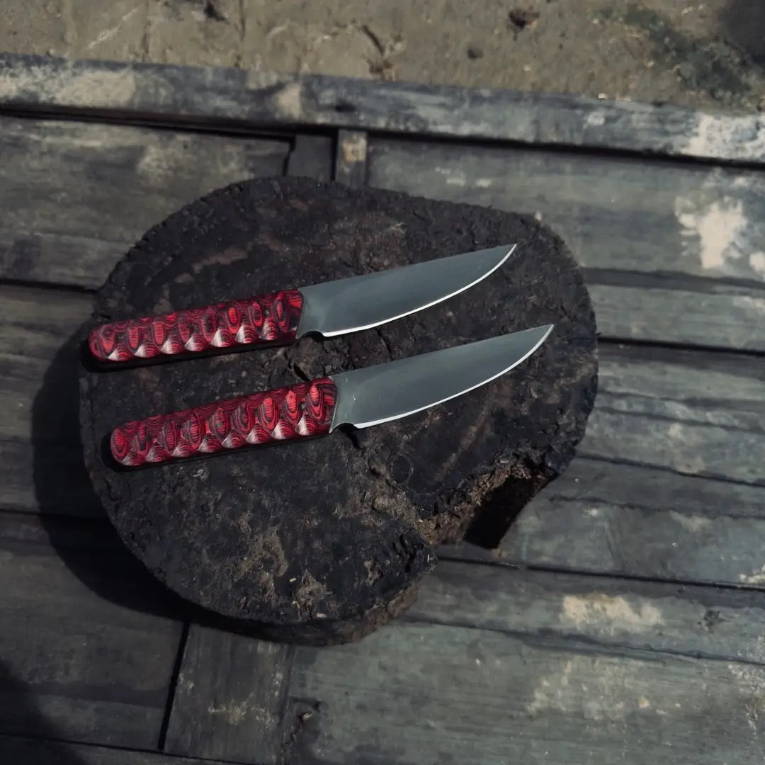 CUSTOM HANDMADE 3V STEEL EDC SKINNER KNIFE WITH PAKKA WOOD HANDLE WITH PURE LEATHER SHEATH