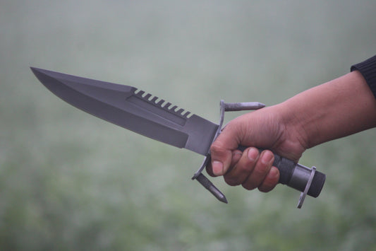 SCK-17 CUSTOM HANDMADE 3V STEEL HUNTING RAMBO MOVIE KNIFE WITH STEEL HANDLE WITH PURE LEATHER SHEATH