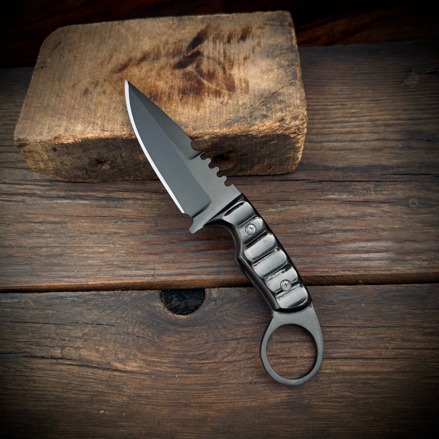 SCK-03 CUSTOM HANDMADE 3V STEEL SKINNER KNIFE WITH G10 SHEATH HANDLE AND LEATHER SHEATH.