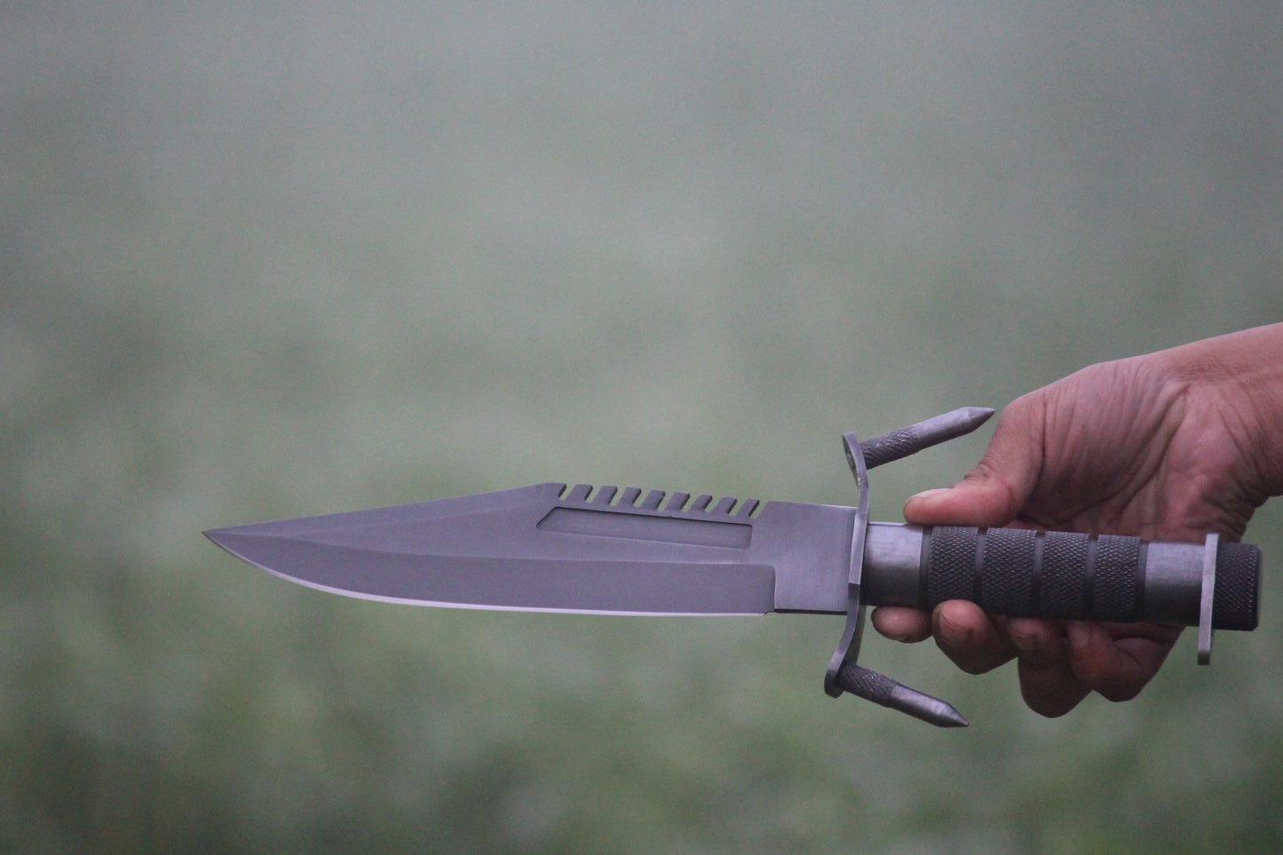 SCK-17 CUSTOM HANDMADE 3V STEEL HUNTING RAMBO MOVIE KNIFE WITH STEEL HANDLE WITH PURE LEATHER SHEATH