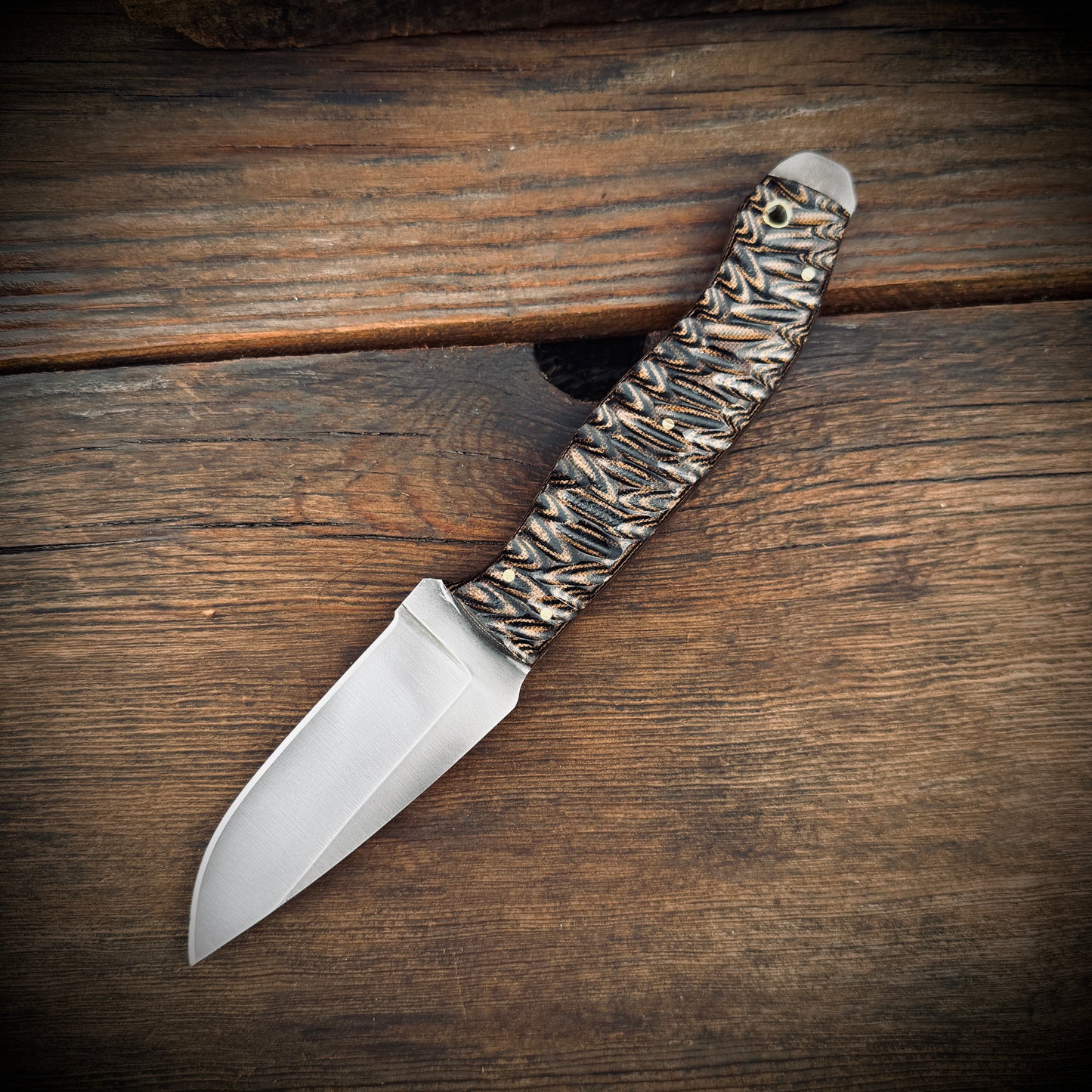 SCK-23 CUSTOM HANDMADE 3V STEEL HUNTING KNIFE WITH G10 SHEATH HANDLE WITH PURE LEATHER SHEATH