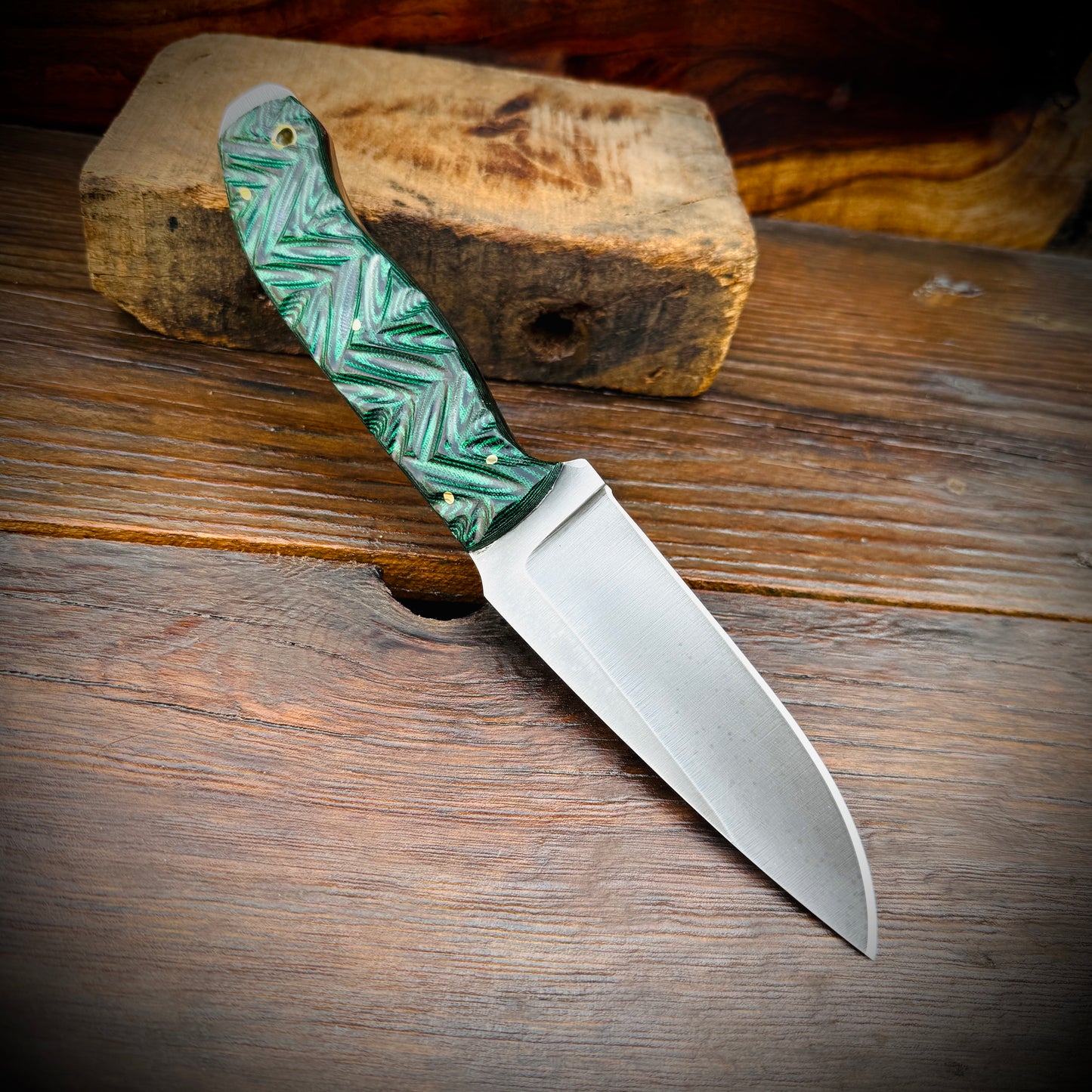 SCK-24 CUSTOM HANDMADE 3V STEEL HUNTING KNIFE WITH G10 SHEATH HANDLE WITH PURE LEATHER SHEATH