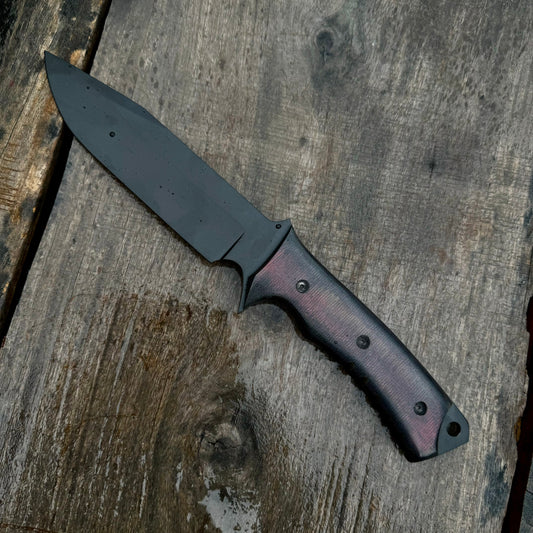 CUSTOM HANDMADE 3V STEEL HUNTING SURVIVAL KNIFE WITH G10 SHEATH HANDLE WITH PURE LEATHER SHEATH