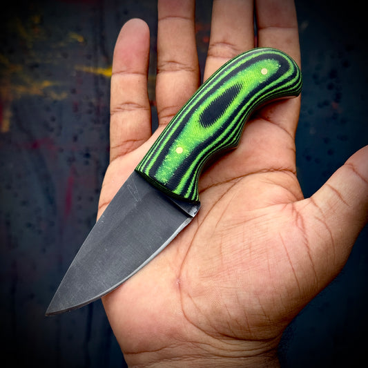 SCK-01 CUSTOM HAND MADE 3V STEEL SKINNER EDC KNIFE WITH G10 SHEATH HANDLE WITH PURE LEATHER SHEATH