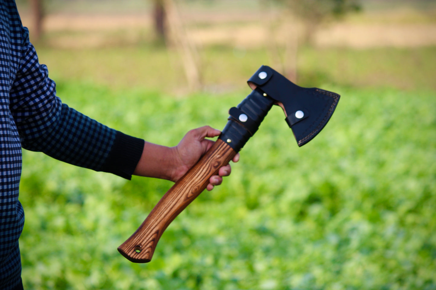 SCK-07 CUSTOM HANDMADE 440C STEEL HUNTING VIKING AE WITH ASH WOOD HANDLE WITH PURE LEATHER SHEATHX