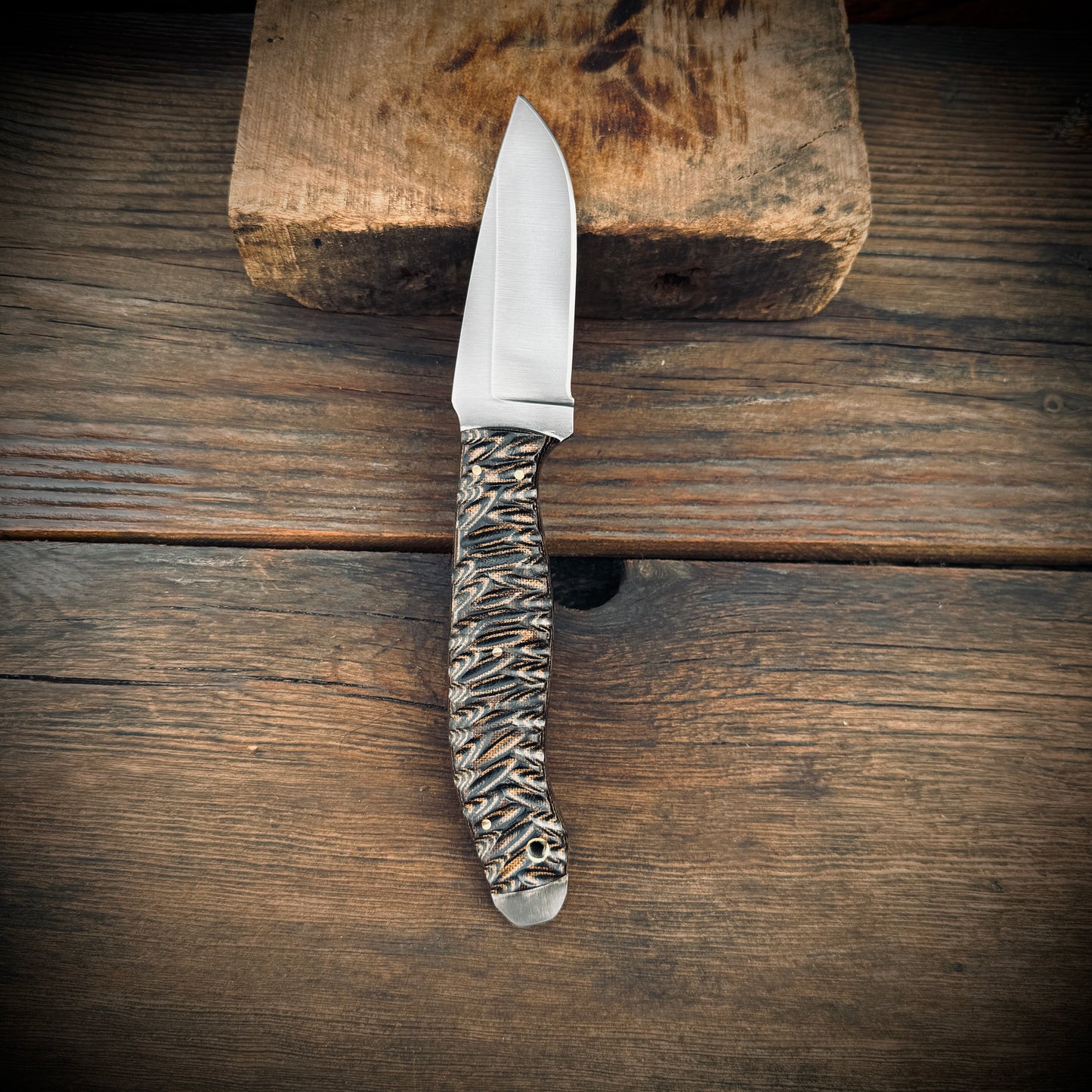 SCK-23 CUSTOM HANDMADE 3V STEEL HUNTING KNIFE WITH G10 SHEATH HANDLE WITH PURE LEATHER SHEATH