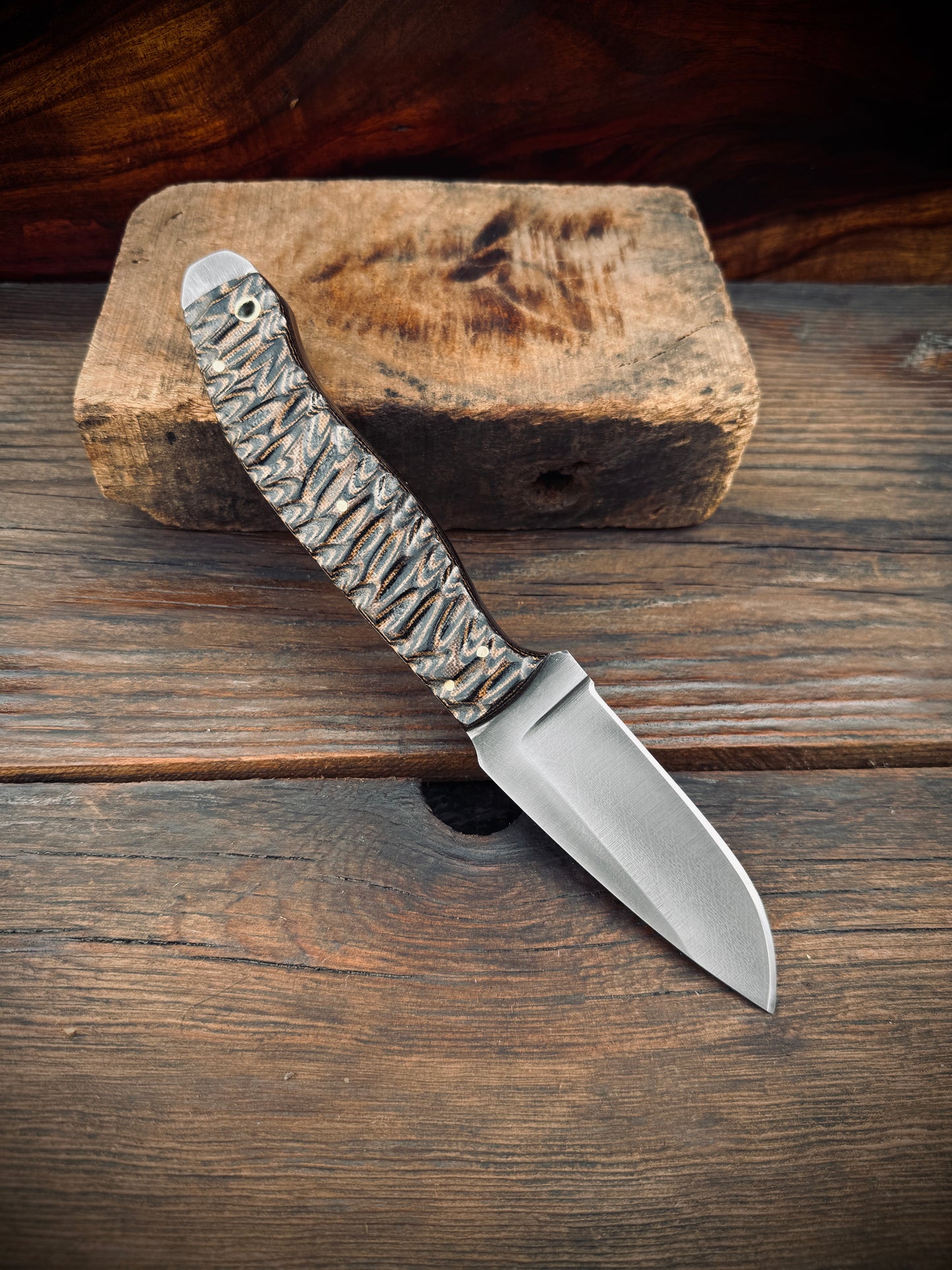 SCK-23 CUSTOM HANDMADE 3V STEEL HUNTING KNIFE WITH G10 SHEATH HANDLE WITH PURE LEATHER SHEATH