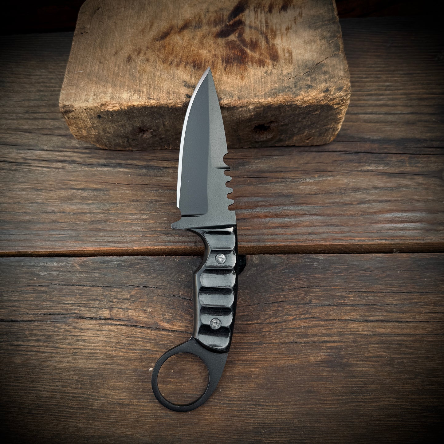 SCK-03 CUSTOM HANDMADE 3V STEEL SKINNER KNIFE WITH G10 SHEATH HANDLE AND LEATHER SHEATH.