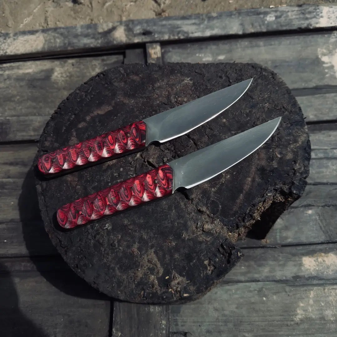 CUSTOM HANDMADE 3V STEEL EDC SKINNER KNIFE WITH PAKKA WOOD HANDLE WITH PURE LEATHER SHEATH