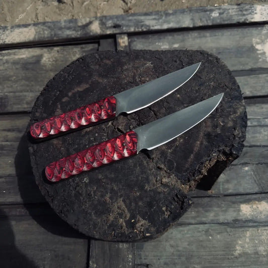 CUSTOM HANDMADE 3V STEEL EDC SKINNER KNIFE WITH PAKKA WOOD HANDLE WITH PURE LEATHER SHEATH