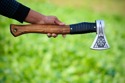 SCK-07 CUSTOM HANDMADE 440C STEEL HUNTING VIKING AE WITH ASH WOOD HANDLE WITH PURE LEATHER SHEATHX