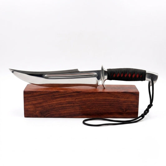 SCK-13 CUSTOM HANDMADE 440C STEEL HUNTING BOWIE KNIFE WITH CORD WARP HANDLE WITH PURE LEATHER SHEATH