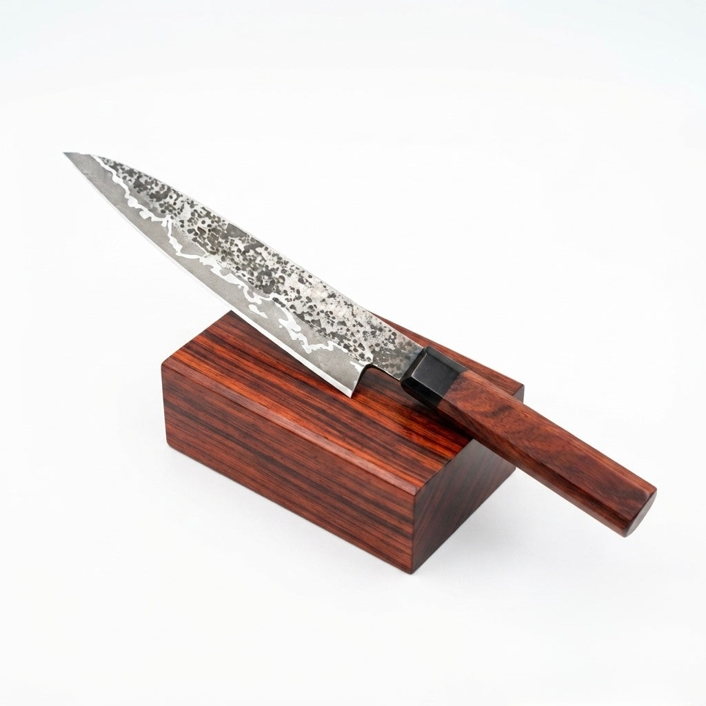 SCK-40 CUSTOM HANDMADE SAN-MAI STEEL KITCHEN GUYTO CHEF KNIFE WITH ROSE WOOD HANDLE WITH WOOD SCABBARD SHEATH