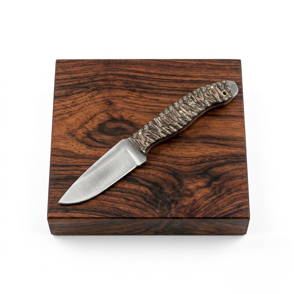 SCK-21 CUSTOM HANDMADE 3V STEEL HUNTING KNIFE WITH G10 SHEATH HANDLE WITH PURE LEATHER SHEATH