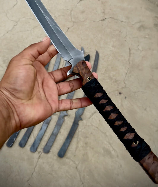 CUSTOM HANDMADE 440C STEEL KATANA BATTLE READY SWORD WITH ROSE WOOD HANDLE WITH PURE LEATHER SHEATH