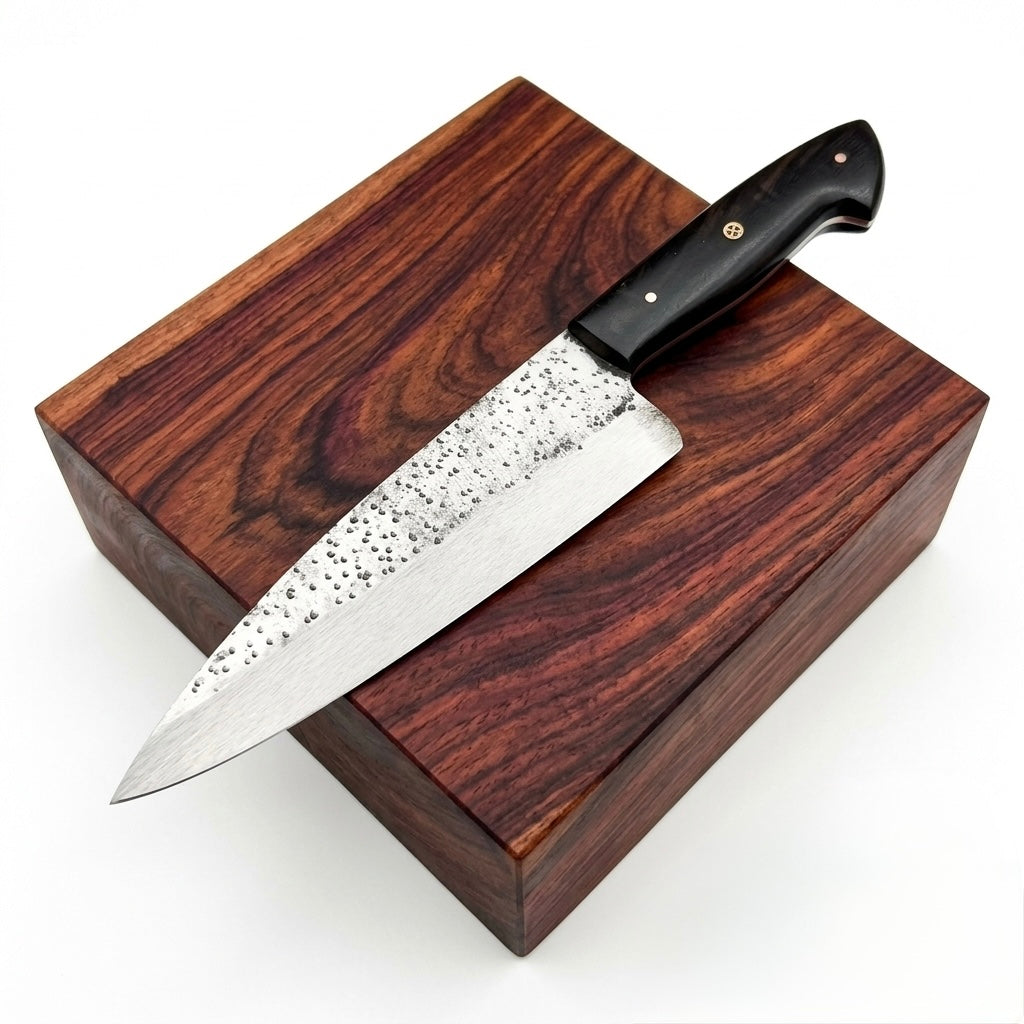 SCK-30 CUSTOM HANDMADE SAN-MAI STEEL KITCHEN GUYTO CHEF KNIFE WITH G10 SHEATH HANDLE WITH PURE LEATHER SHEATH