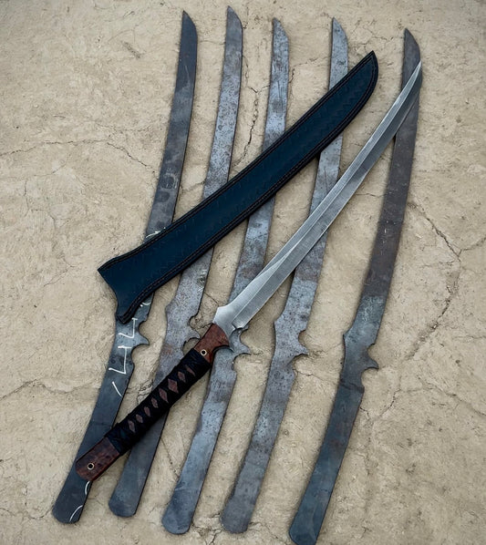CUSTOM HANDMADE 440C STEEL KATANA BATTLE READY SWORD WITH ROSE WOOD HANDLE WITH PURE LEATHER SHEATH