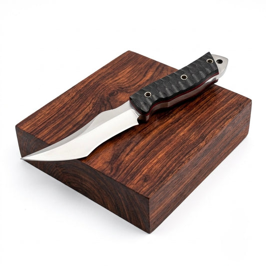 SCK-10 CUSTOM HANDMADE 3V STEEL HUNTING KNIFE WITH G10 SHEATH HANDLE WITH PURE LEATHER SHEATH