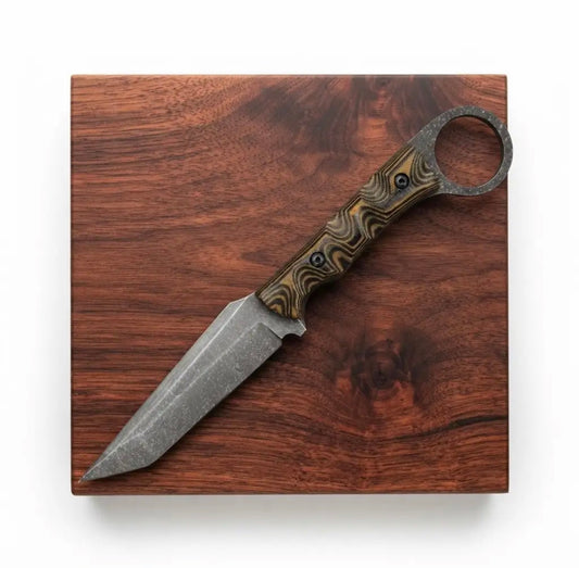 SCK-00 CUSTOM HANDMADE 3V STEEL TANTO KNIFE WITH CUSTOM PURE LEATHER SHEATH