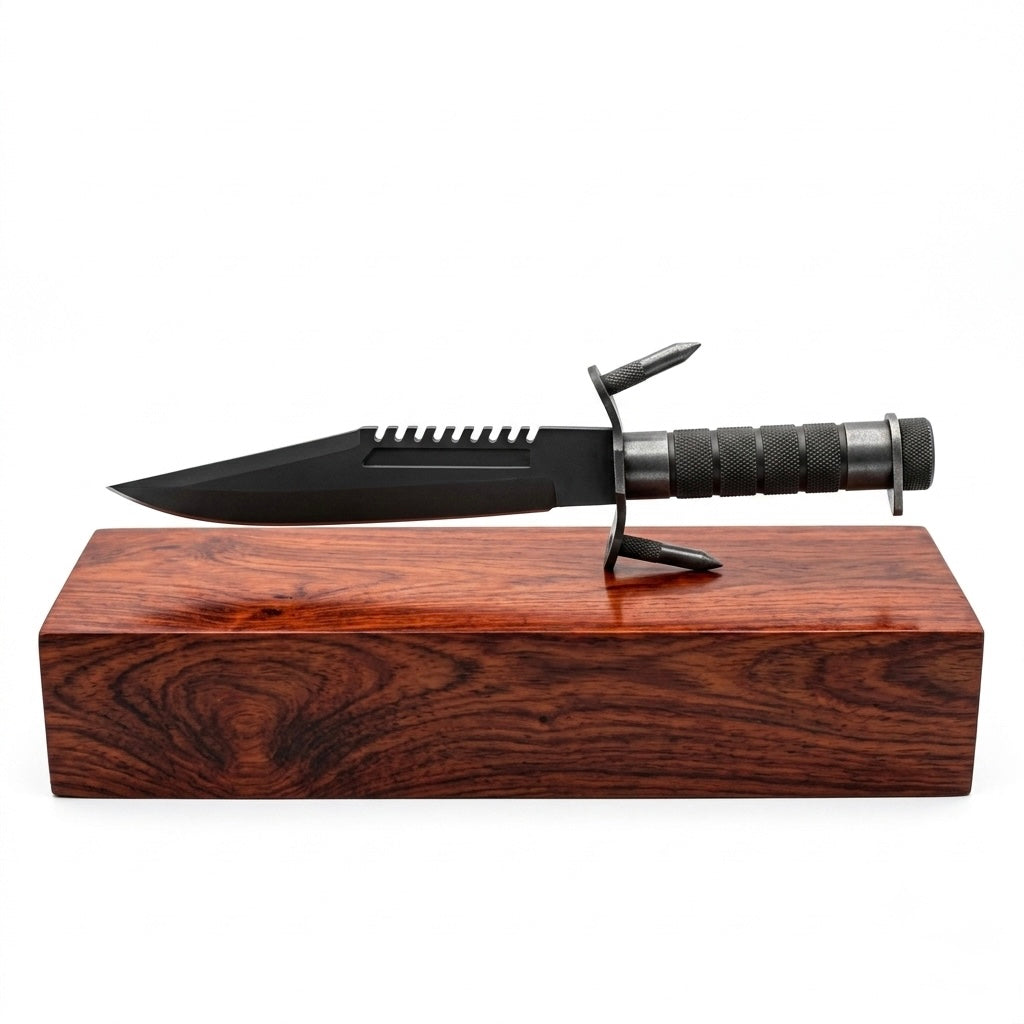 SCK-17 CUSTOM HANDMADE 3V STEEL HUNTING RAMBO MOVIE KNIFE WITH STEEL HANDLE WITH PURE LEATHER SHEATH