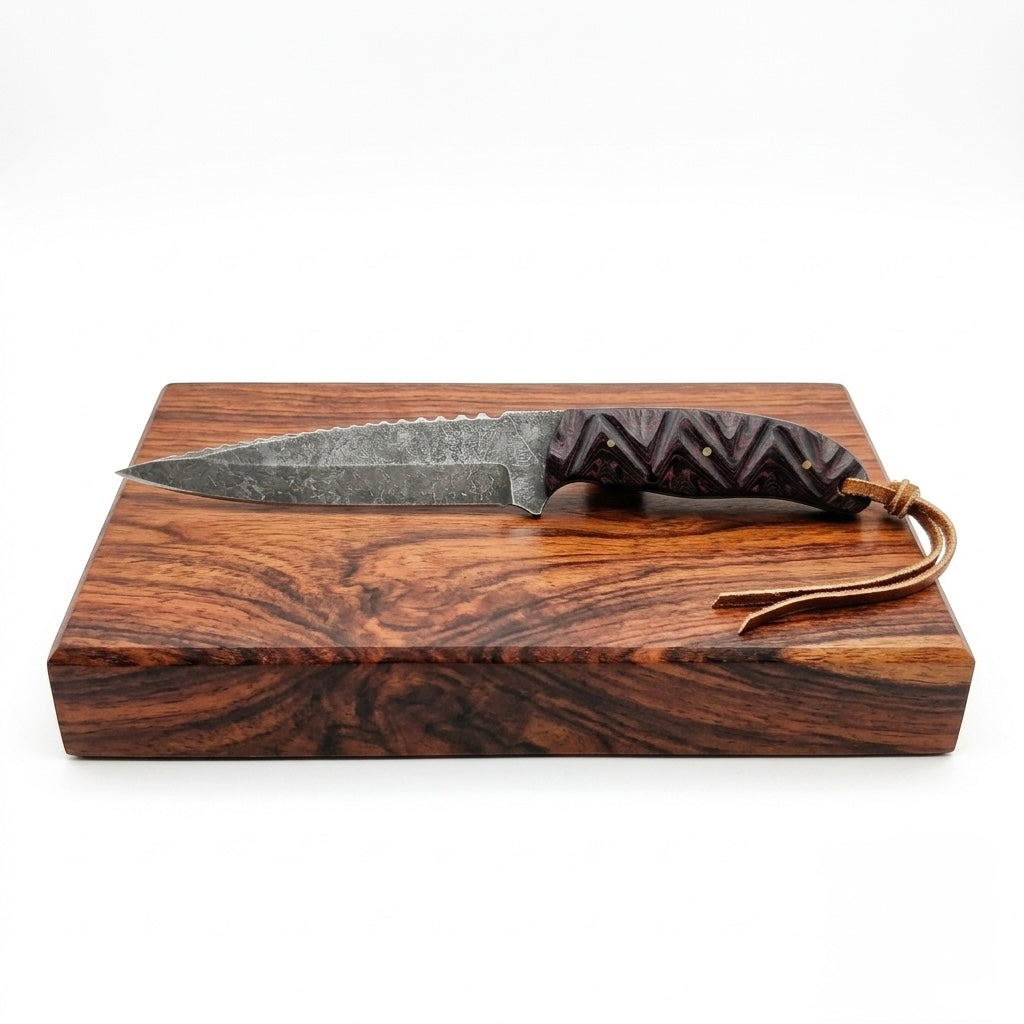 SCK-25 CUSTOM HANDMADE 3V STEEL HUNTING KNIFE WITH G10 SHEATH HANDLE WITH PURE LEATHER SHEATH