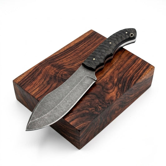SCK-11 CUSTOM HANDMADE 3V STEEL HUNTING KNIFE WITH G10 SHEATH HANDLE WITH PURE LEATHER SHEATH