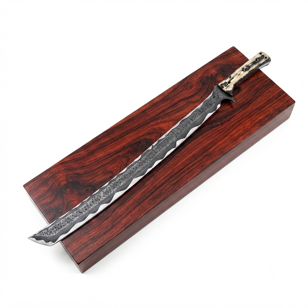 SCK-45 CUSTOM HANDMADE SAN-MAI STEEL TANTK BATTLE READY SWORD WITH PAKKA WOOD HANDLE AND PURE LEATHER SHEATH