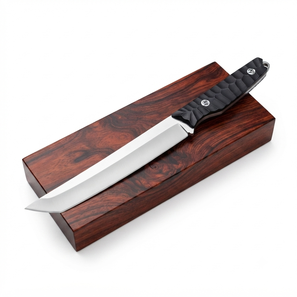 SCK-50 CUSTOM HANDMADE 440C STEEL TANTO KNIFE WITH G10 SHEATH  HANDLE WITH PURE LEATHER SHEATH