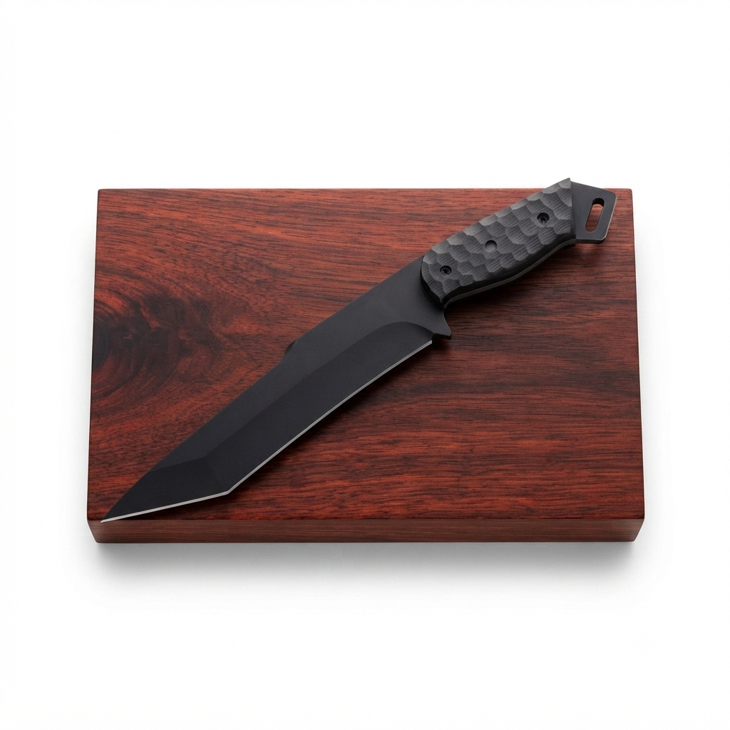 SCK-12 CUSTOM HANDMADE 3V STEEL HUNTING TANTO KNIFE WITH G10 SHEATH HANDLE WITH PURE LEATHER SHEATH