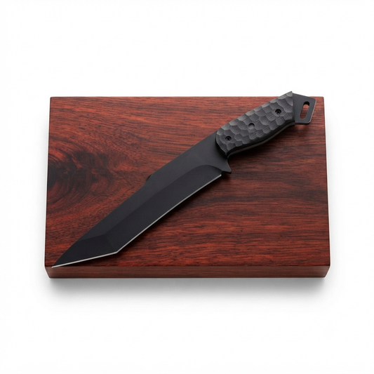 SCK-12 CUSTOM HANDMADE 3V STEEL HUNTING TANTO KNIFE WITH G10 SHEATH HANDLE WITH PURE LEATHER SHEATH
