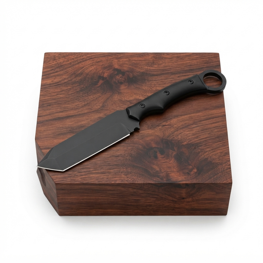 SCK-58 CUSTOM HANDMADE 3V STEEL HUNTING TANTO KNIFE WITH G10 SHEATH HANDLE WITH PURE LEATHER SHEATH