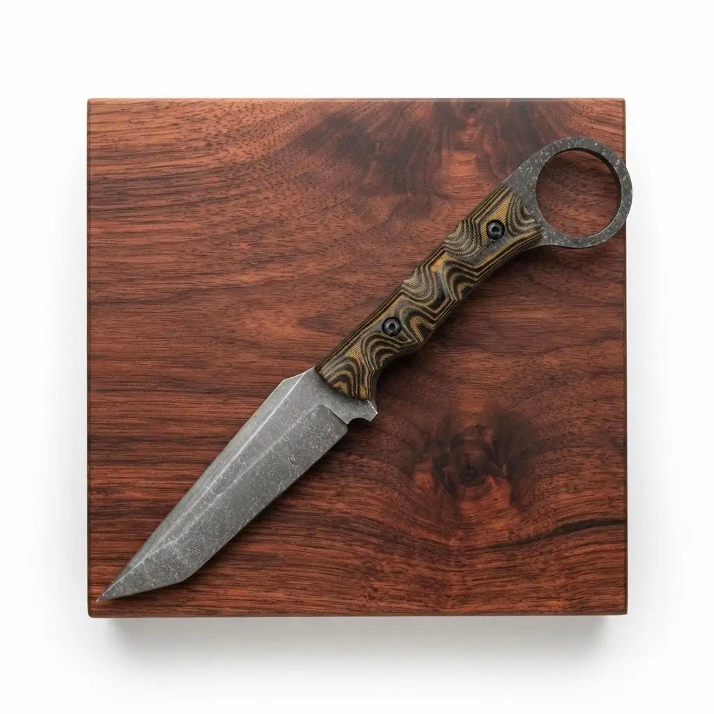 SCK-00 CUSTOM HANDMADE 3V STEEL RAZOR SHARP EDGE KNIFE WITH G10 HANDLE AND LEATHER SHEATH